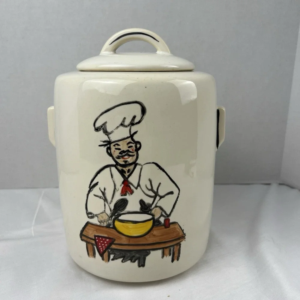 VTG 1960 McCoy Happy Baker Chef Cookie Jar Mid Century Charm Handpainted Ceramic